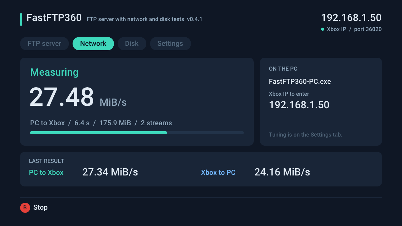 Network test measuring